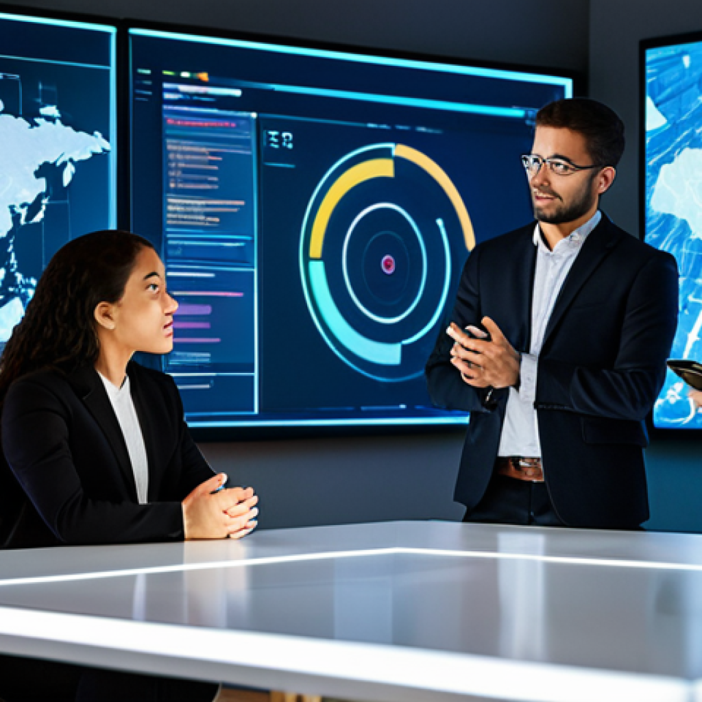 A diverse group of young professionals in modest, contemporary business casual attire, engaged in a dynamic discussion around a sleek, modern collaborative workspace. Large holographic displays in the background show intricate data visualizations and abstract metaverse landscapes, implying advanced digital collaboration. The scene is captured with professional studio photography, featuring soft ambient lighting, high detail, and sharp focus, with vibrant colors. Fully clothed, modest clothing, appropriate attire, safe for work, correct proportions, perfect anatomy, well-formed hands, proper finger count, natural body proportions, natural pose, family-friendly, appropriate content.